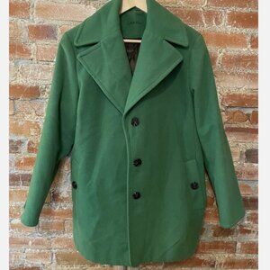 Calvin Klein Women’s Buttoned Green Wool Blend Peacoat – Women's S